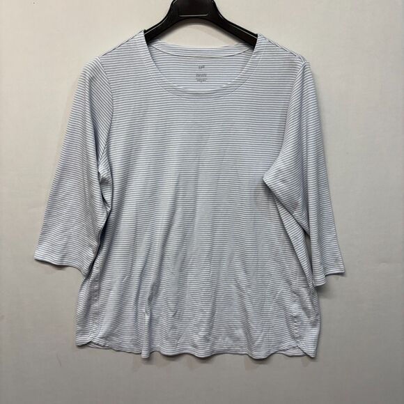 J. Jill 3/4 Sleeve Scoop Neck Tee T-Shirt Top 2X Stripes Pima Cotton C026 -30 - Picture 11 of 15